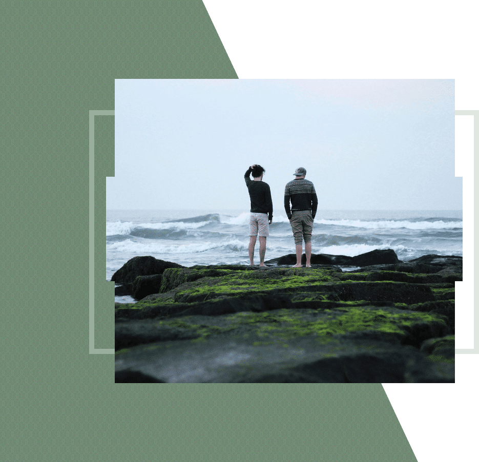 Two men by the ocean, reflecting control mastery therapy for anxiety in San Francisco.