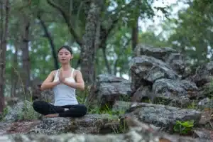 women exercising doing yoga