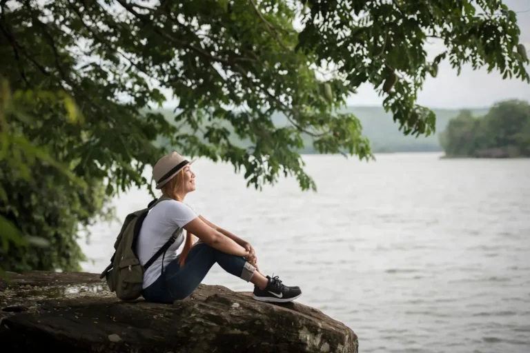 young happy woman sitting