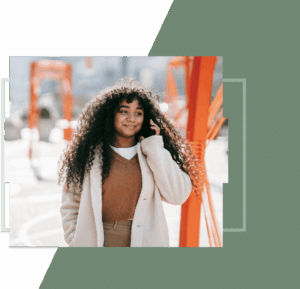 A smiling girl talking on the phone